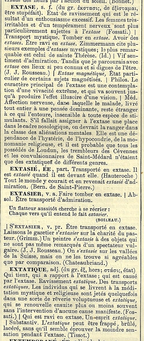 Extase, du Nouveau Dictionnaire Universel, Maurice Lachâtre